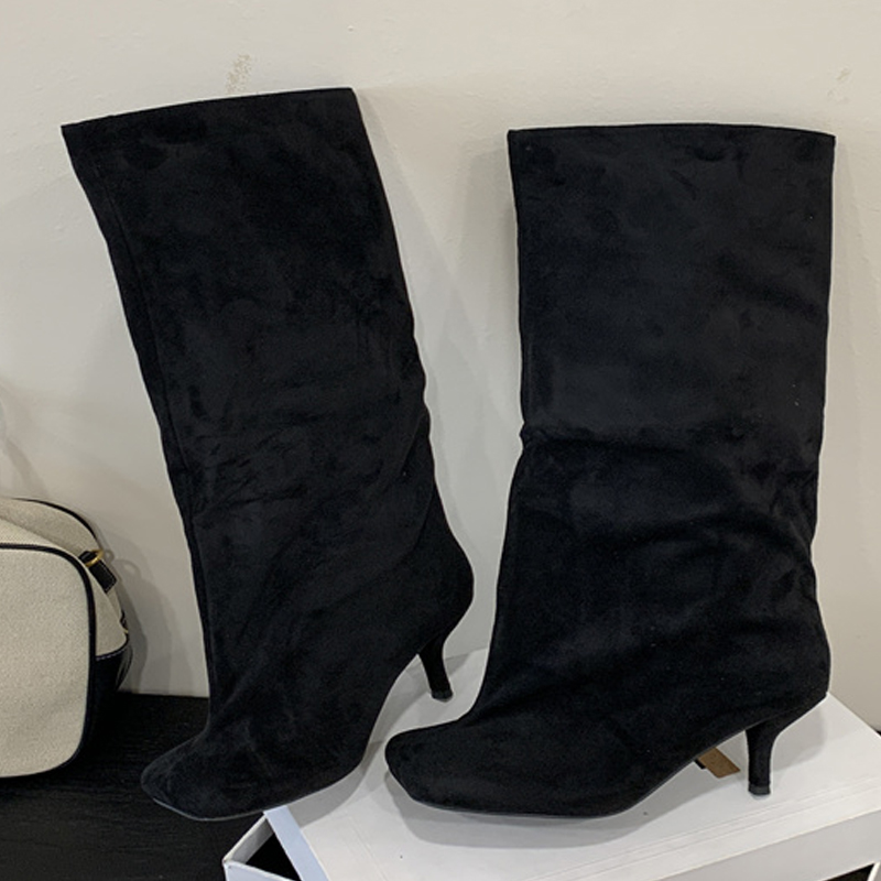 Knee High Boots Women - Winter Straße Punk Runde Kappe Frauen