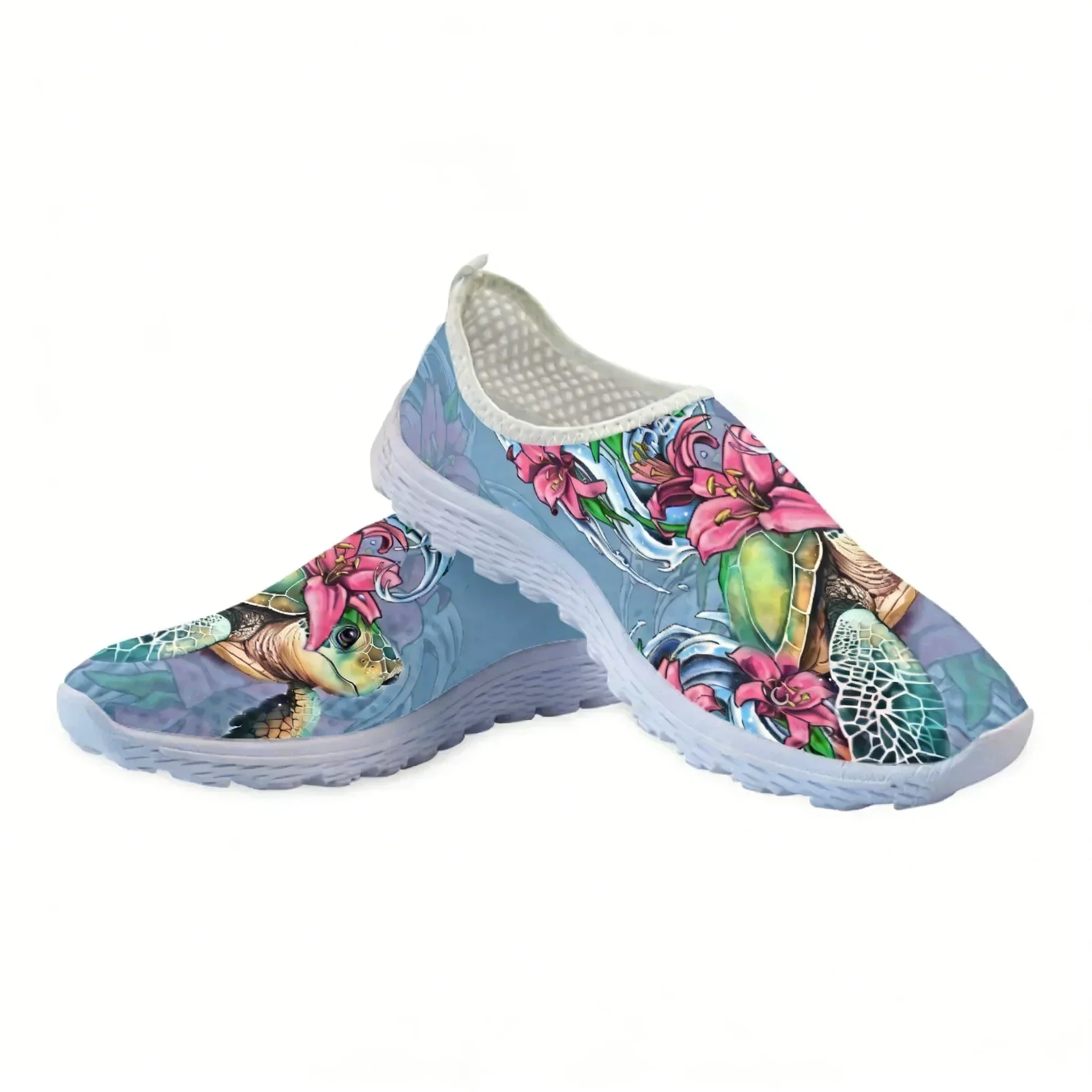 Women Shoes Tennis - Polynesischer Schildkröten-Hibiskus-Druck Mesh-Sneaker von hoher Qualität
