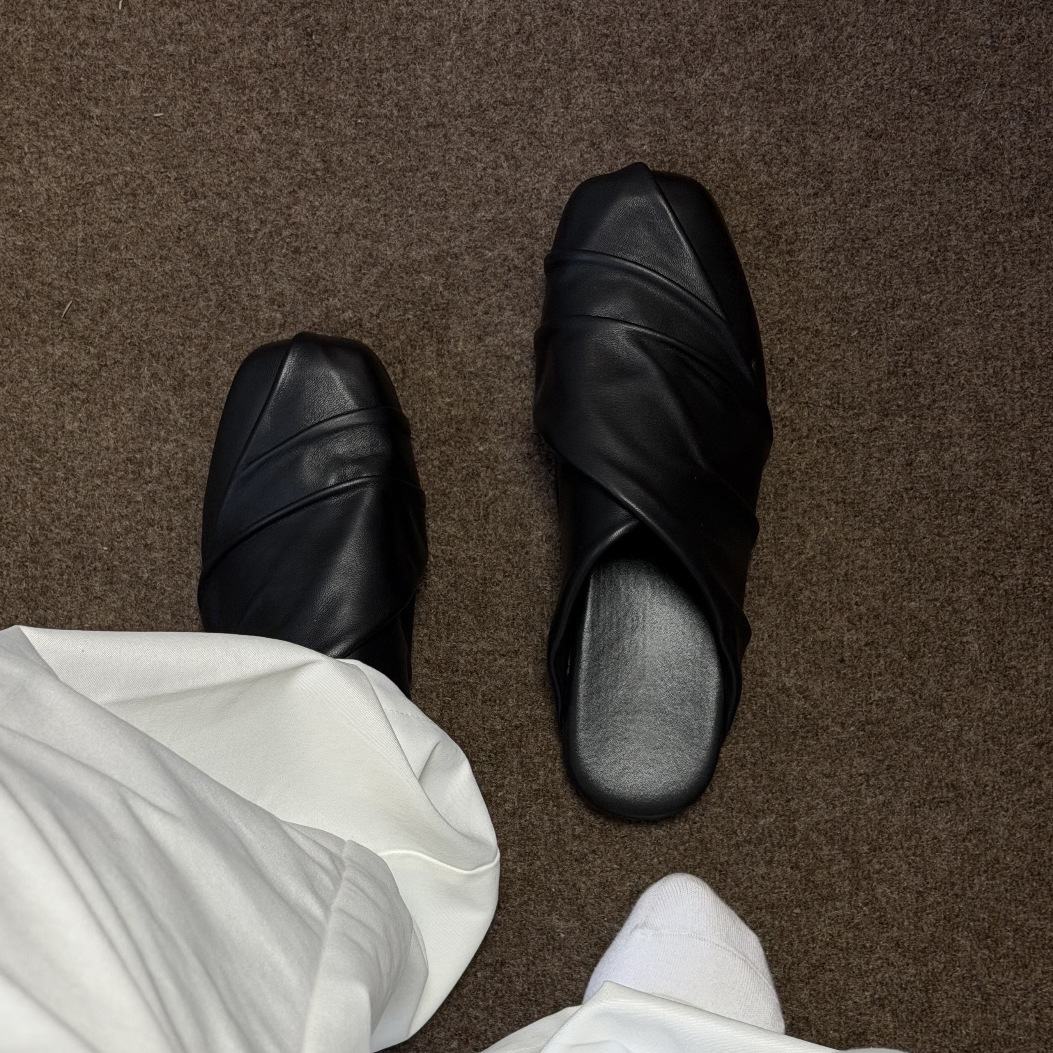 Schwarze Vintage-Lederschuhe,  – Mule Slip On Bewertung und Preis