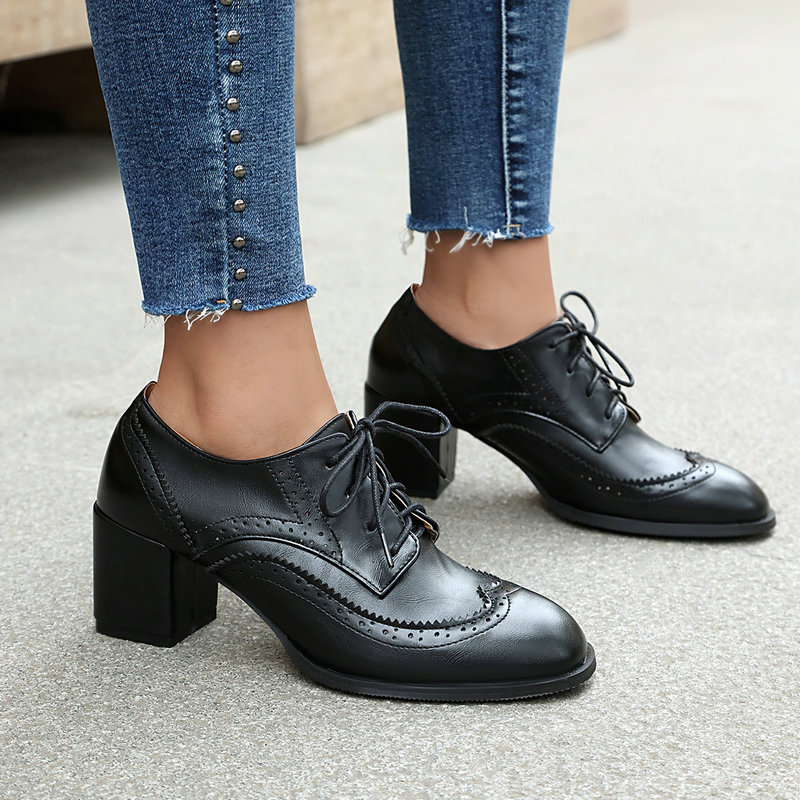 Plus Size 36-48 Braun Schwarz  – Oxford Lace Up Women Bewertung und Preis
